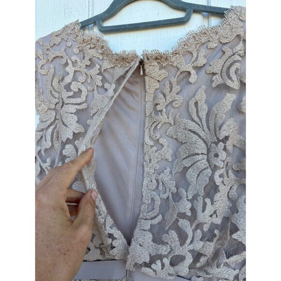 Tadashi‎ Shoji Lace Blouson Dress, Nude Beige, Lined, Sz 4 - Picture 6 of 8